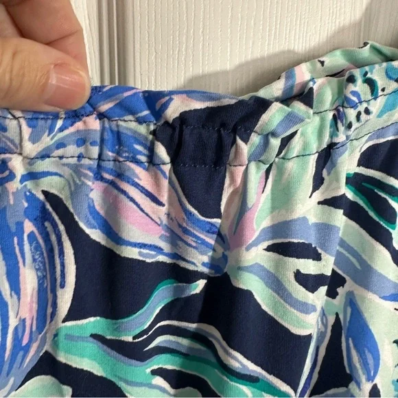 Lilly Pulitzer Calla off the shoulder romper, High Tide - Ready Set Gecko XXS - Picture 5 of 10